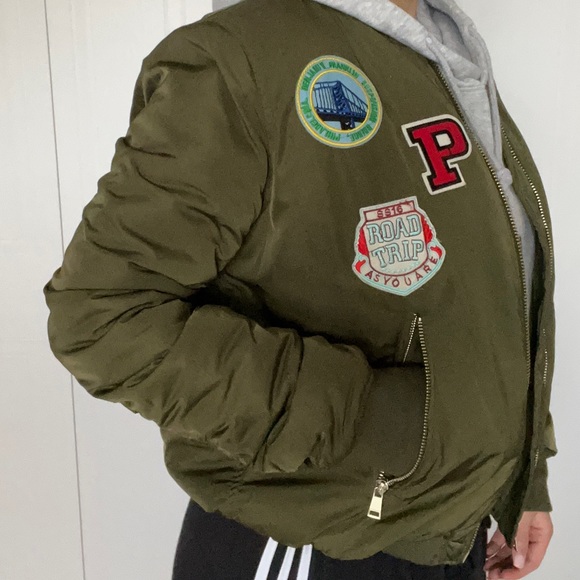 TopShop Army Green Bomber Jacket - Picture 4 of 5